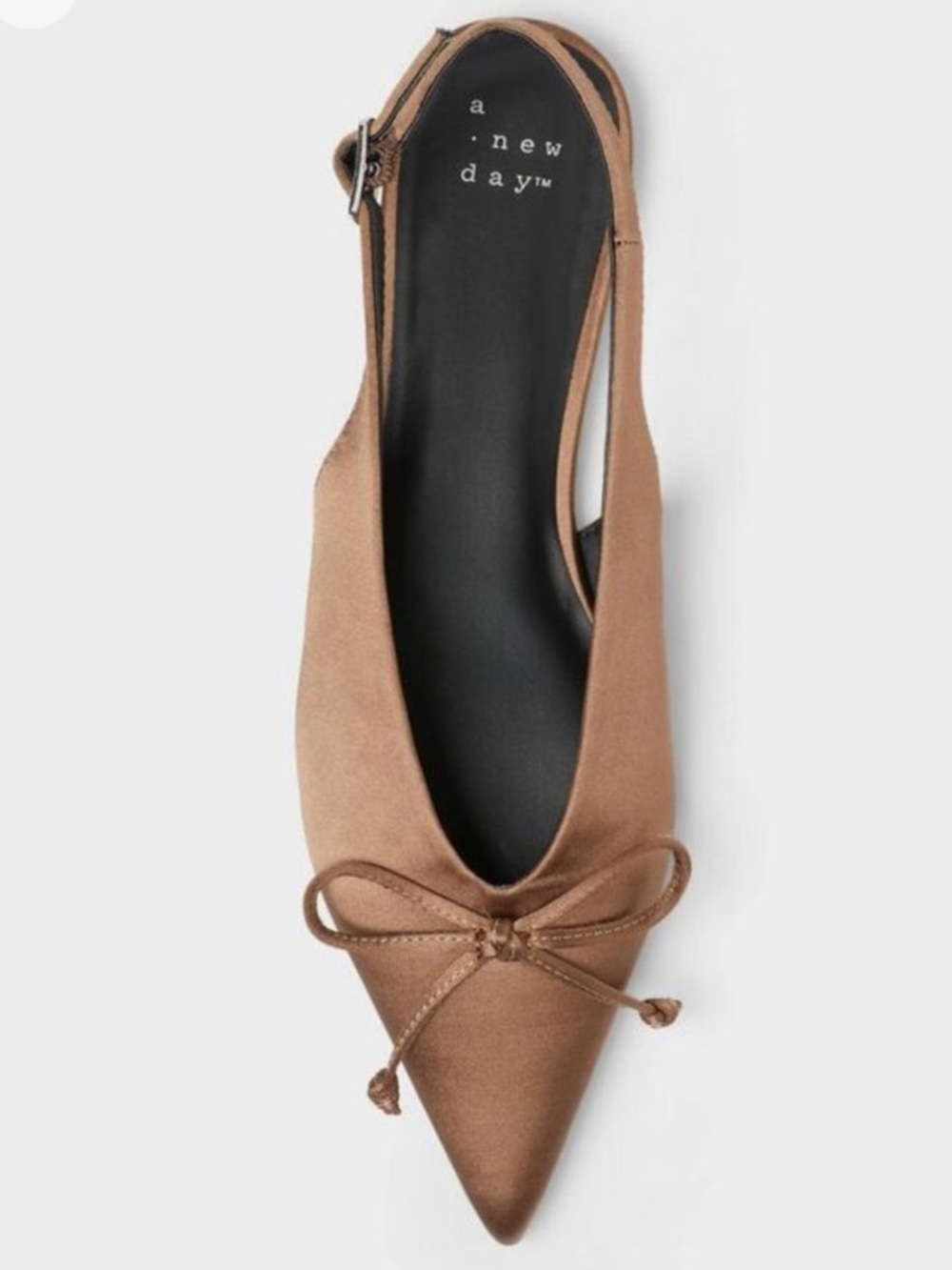 a new day Tan Pointed-Toe Slingback Ballet Flat with Bow